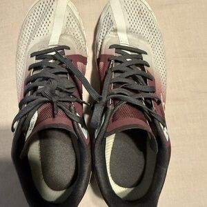 On Running Cream and Red Athletic Shoes Breathable Mesh Design